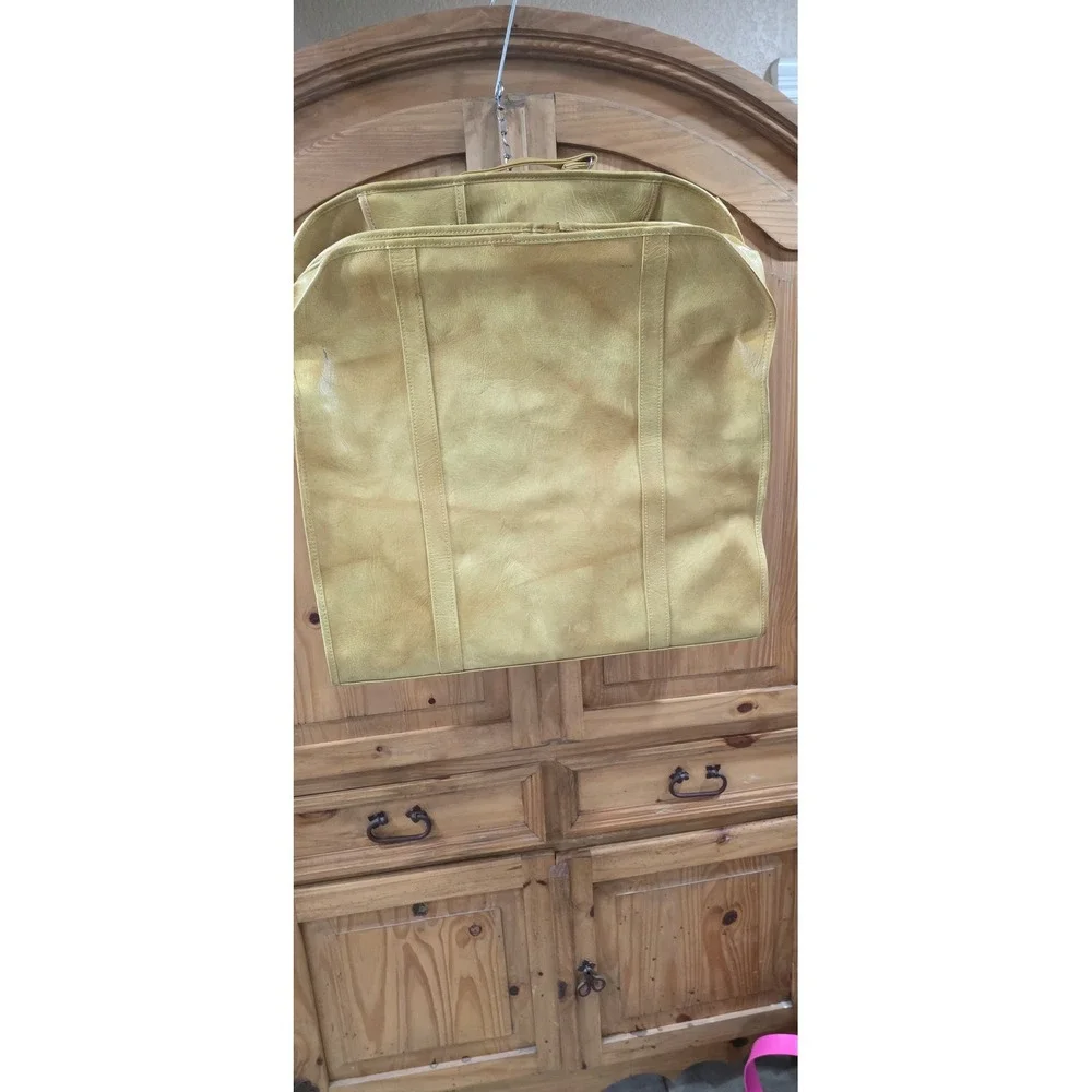 Vintage American Tourister Garment Bag Yellow Faux Leather Travel Suit Carrier